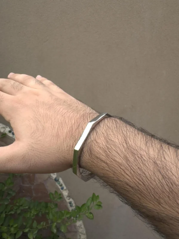 Silver Hexagonal Kara Bangle for Men Women