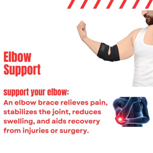 Black Latex Elbow Support Brace 3cm Lightweight Fitness Gym
