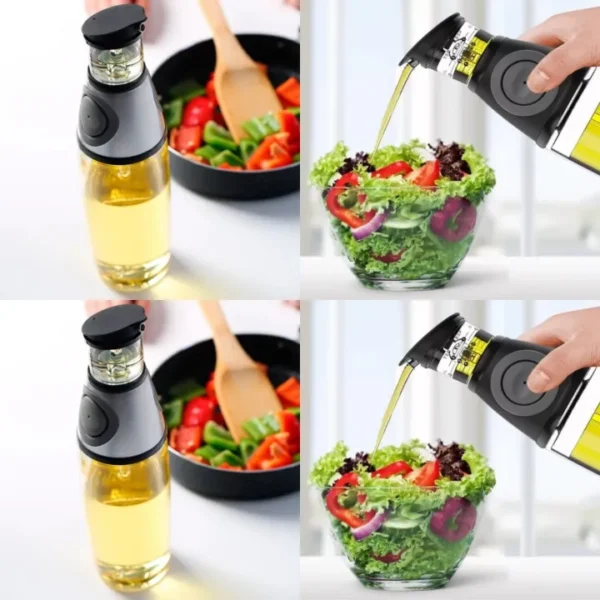 Proof Glass Oil Pot and Vinegar Bottle Press Type Divided Kitchen