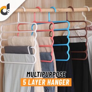 5 Layer Colorful Hanger Multifunctional Clothes Hanger  (Pack Of 4pcs Set)